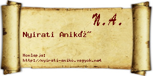Nyirati Anikó névjegykártya